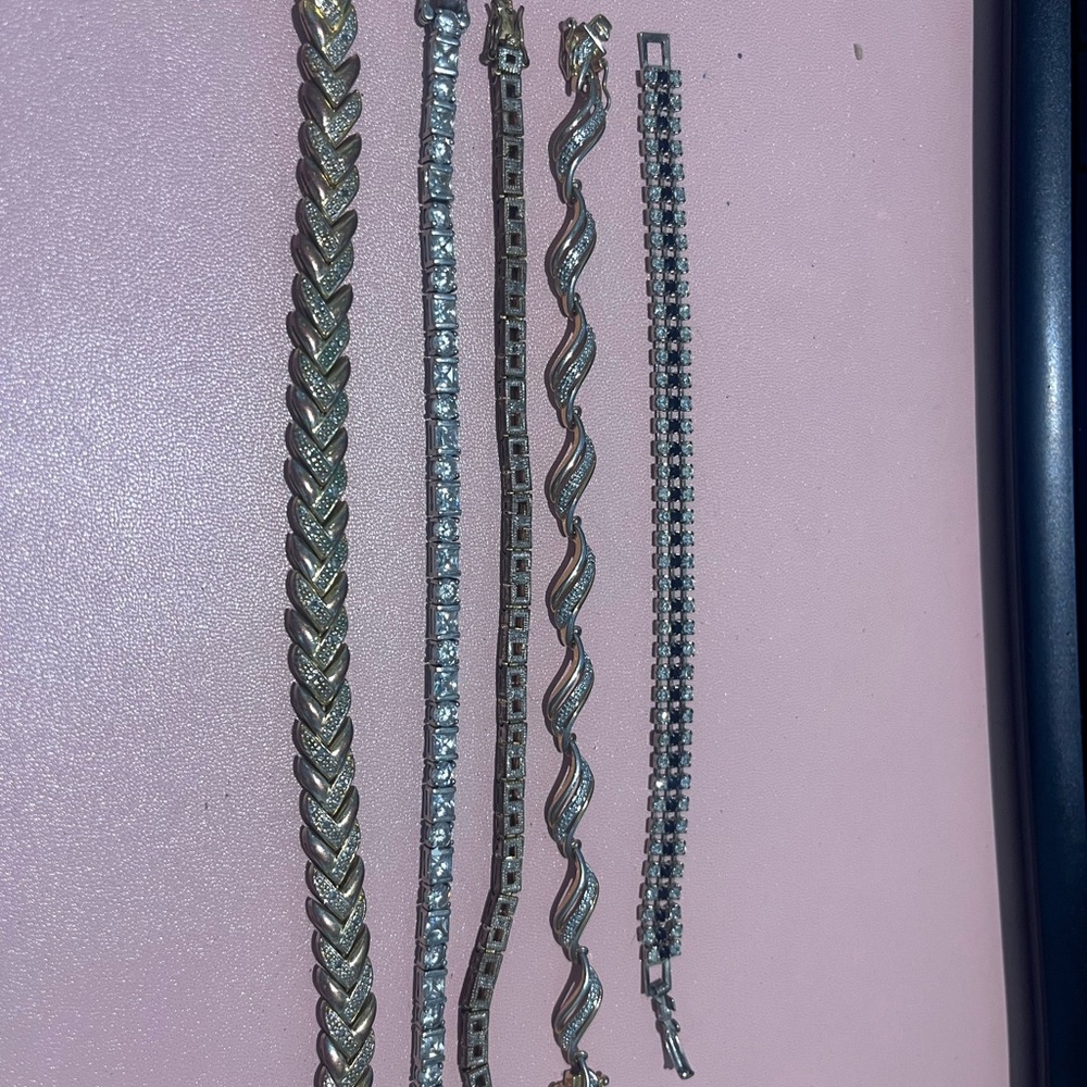 Silver and Gold Tone 5 Tennis Bracelets